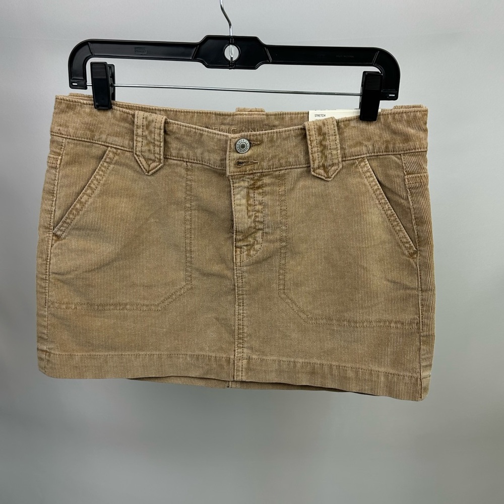 American Eagle Low Rise Corduroy Mini Skirt Tan Caramel Size 4 90s NWT